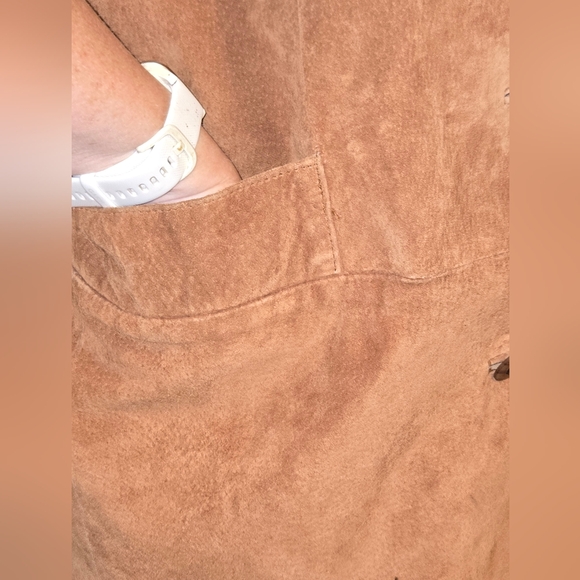 Roaman's Brown Suede Leather Jacket with Fringe - Picture 5 of 15